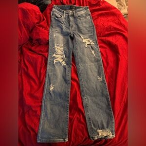 Judy Blue Women's Straight Leg Jeans - Distressed Blue